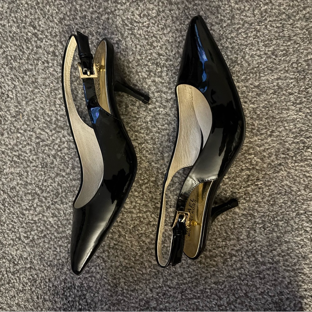 Michael Kors Black Patent Slingback Heels - Picture 6 of 8